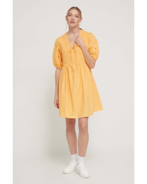 Desigual sukienka bawełniana LOMBARD kolor pomarańczowy mini rozkloszowana 24SWVW60