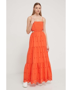 Desigual sukienka bawełniana MALVER kolor pomarańczowy maxi rozkloszowana 24SWVW12