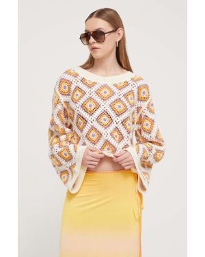 Desigual sweter damski kolor beżowy lekki