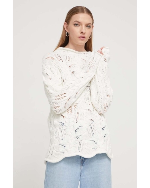 Desigual sweter bawełniany kolor biały z półgolfem