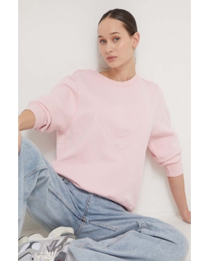 Desigual bluza bawełniana damska kolor różowy z aplikacją