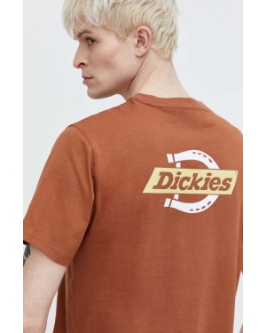 Dickies t-shirt bawełniany SS RUSTON TEE męski kolor brązowy z nadrukiem DK0A4XDC