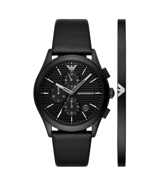 Emporio Armani zegarek i bransoletka kolor czarny