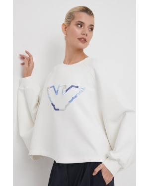 Emporio Armani bluza damska kolor beżowy z aplikacją