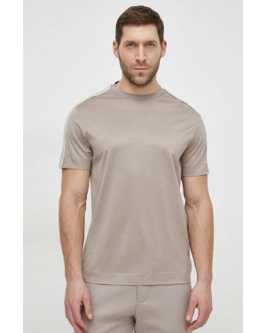 Emporio Armani t-shirt męski kolor beżowy gładki