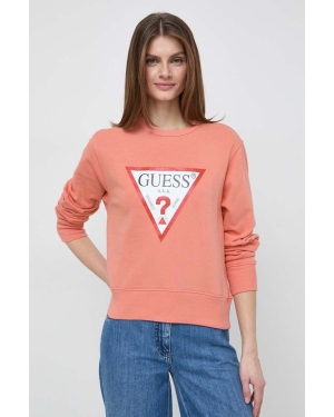 Guess bluza damska kolor pomarańczowy z nadrukiem