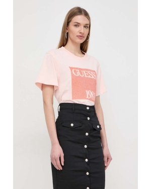 Guess t-shirt bawełniany damski kolor różowy W4GI16 I3Z14