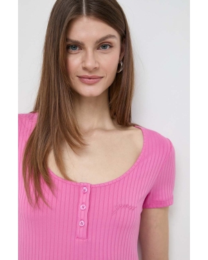 Guess t-shirt SAMANTHA damski kolor różowy O4GP03 KBXB2