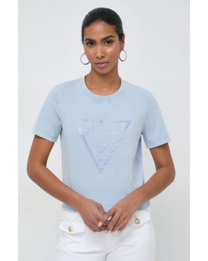 Guess t-shirt bawełniany damski kolor niebieski W4GI26 I3Z14