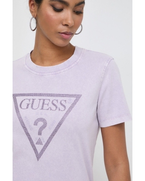 Guess t-shirt bawełniany damski kolor różowy W4GI26 I3Z14