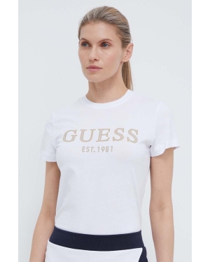 Guess t-shirt bawełniany NYRA damski kolor biały V4GI01 I3Z14
