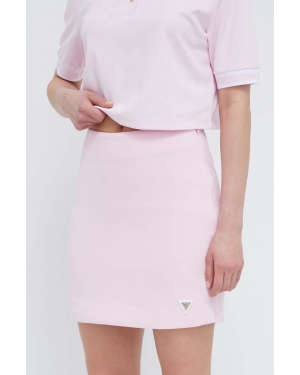 Guess spódnica kolor różowy mini prosta