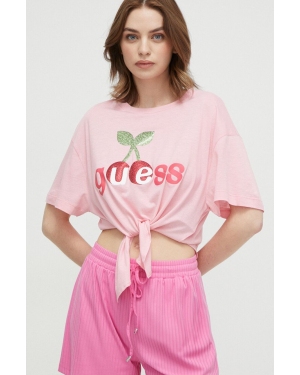 Guess t-shirt plażowy kolor różowy E4GI08 KC6K0