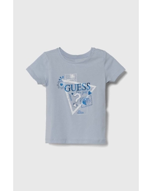 Guess t-shirt niemowlęcy kolor niebieski