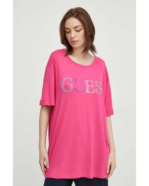 Guess t-shirt plażowy kolor różowy