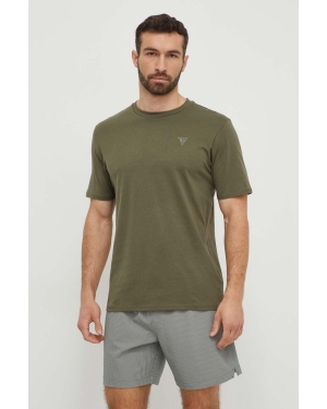 Guess t-shirt bawełniany męski kolor zielony z aplikacją F3GI00 K8HM0