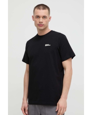 Jack Wolfskin t-shirt bawełniany męski kolor czarny gładki