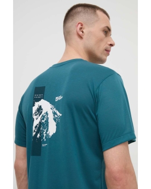 Jack Wolfskin t-shirt sportowy Vonnan kolor zielony z nadrukiem 1809941