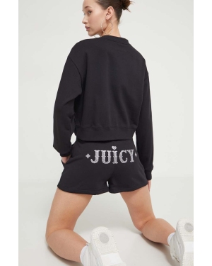 Juicy Couture szorty damskie kolor czarny z aplikacją high waist