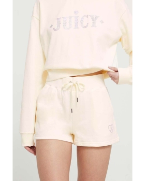 Juicy Couture szorty damskie kolor beżowy z aplikacją high waist