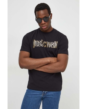 Just Cavalli t-shirt bawełniany męski kolor czarny z nadrukiem 76OAHG15 CJ318