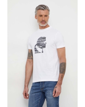 Karl Lagerfeld t-shirt bawełniany męski kolor beżowy z nadrukiem