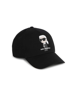 Karl Lagerfeld czapka z daszkiem bawełniana dziecięca kolor czarny z nadrukiem