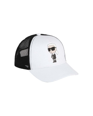 Karl Lagerfeld czapka z daszkiem bawełniana dziecięca kolor biały z aplikacją