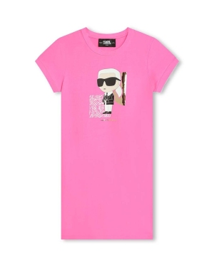 Karl Lagerfeld sukienka dziecięca kolor różowy mini prosta