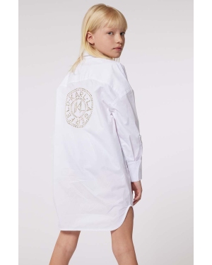 Karl Lagerfeld sukienka bawełniana dziecięca kolor biały mini prosta