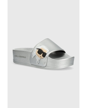 Karl Lagerfeld klapki KONDO MAXI damskie kolor srebrny na platformie KL80805N