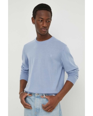 Les Deux sweter wełniany męski kolor niebieski lekki