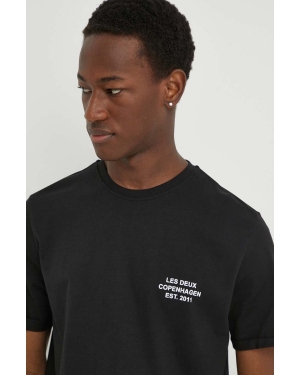 Les Deux t-shirt bawełniany męski kolor czarny z nadrukiem