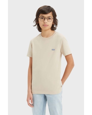 Levi's t-shirt bawełniany dziecięcy kolor beżowy gładki