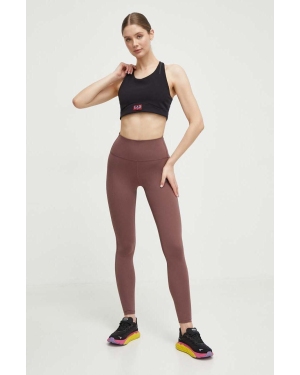New Balance legginsy treningowe Sleek kolor brązowy gładkie