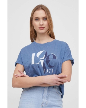 Pepe Jeans t-shirt bawełniany damski kolor niebieski