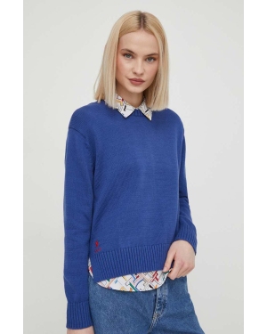 Polo Ralph Lauren sweter bawełniany kolor niebieski lekki 211898583