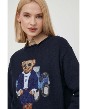 Polo Ralph Lauren sweter bawełniany kolor granatowy 211932526