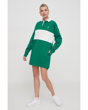 Polo Ralph Lauren sukienka bawełniana kolor zielony mini prosta 211924209