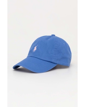 Polo Ralph Lauren czapka z daszkiem bawełniana kolor niebieski gładka 211912843