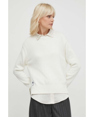 Polo Ralph Lauren sweter bawełniany kolor beżowy lekki