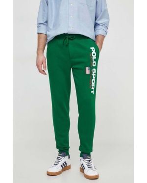 Polo Ralph Lauren spodnie dresowe kolor zielony z nadrukiem 710835768