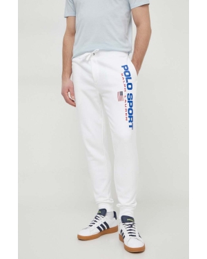 Polo Ralph Lauren spodnie dresowe kolor biały z nadrukiem