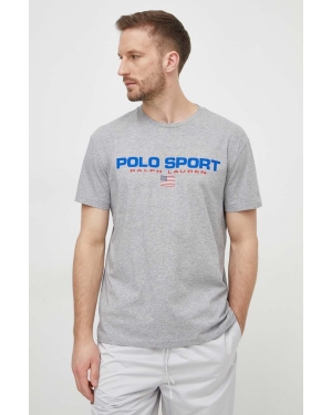 Polo Ralph Lauren t-shirt bawełniany męski kolor szary z nadrukiem