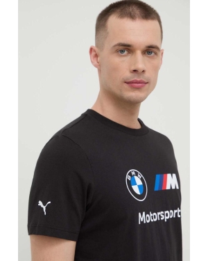 Puma t-shirt bawełniany x BMW męski kolor czarny z nadrukiem 621314