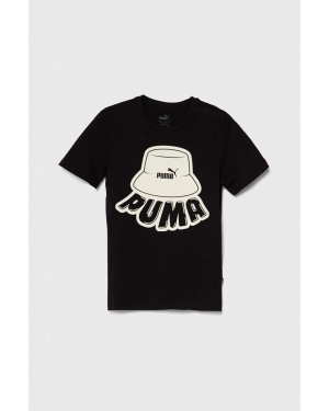 Puma t-shirt bawełniany dziecięcy ESS+ MID 90s Graphic B kolor czarny z nadrukiem