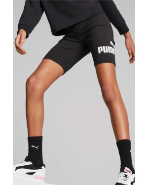 Puma szorty dziecięce ESS+ Logo Short Leggings G kolor czarny z nadrukiem