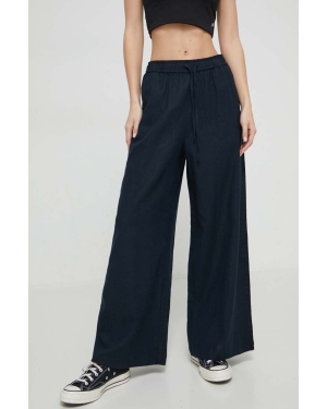 Roxy spodnie lniane Lekeitio kolor czarny proste high waist ERJNP03545
