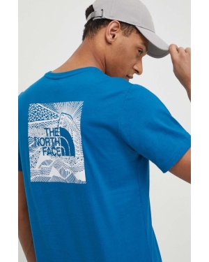 The North Face t-shirt bawełniany męski kolor niebieski z nadrukiem NF0A87NVRBI1