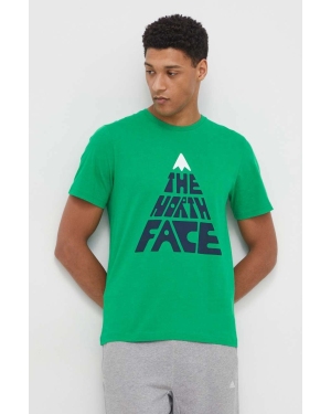 The North Face t-shirt bawełniany męski kolor zielony z nadrukiem NF0A87ENPO81